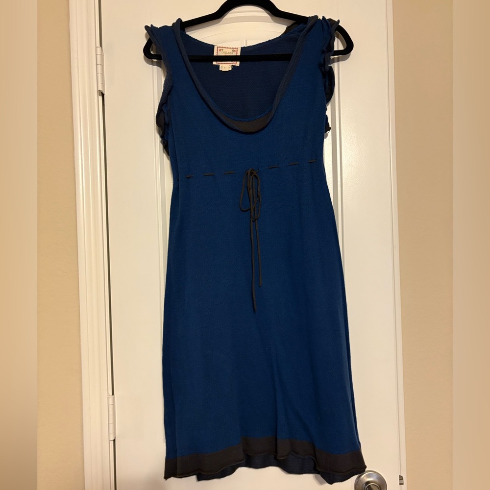 Chelsea & Violet Adorable Blue Lightweight Knit Mini Dress Size: Large Like New